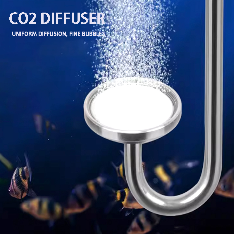 Aquarium Liquid Carbon - 水族館のCO2ネブライザー,アルミニウム合金,セラミックプレート,吸盤,CO2ディフューザー,水槽,CO2ジェネレーター,水生植物,噴霧器