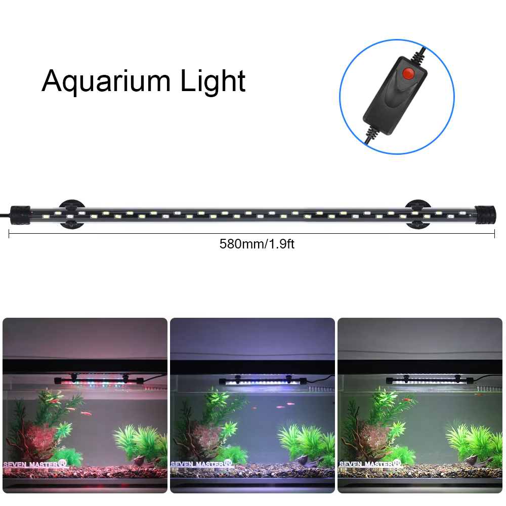 Aquarium Plant Substrate - 防水LED水族館植物成長ランプ,水槽ライト,水中水族館ライト,装飾照明,90-260v,5730チップ,58cm
