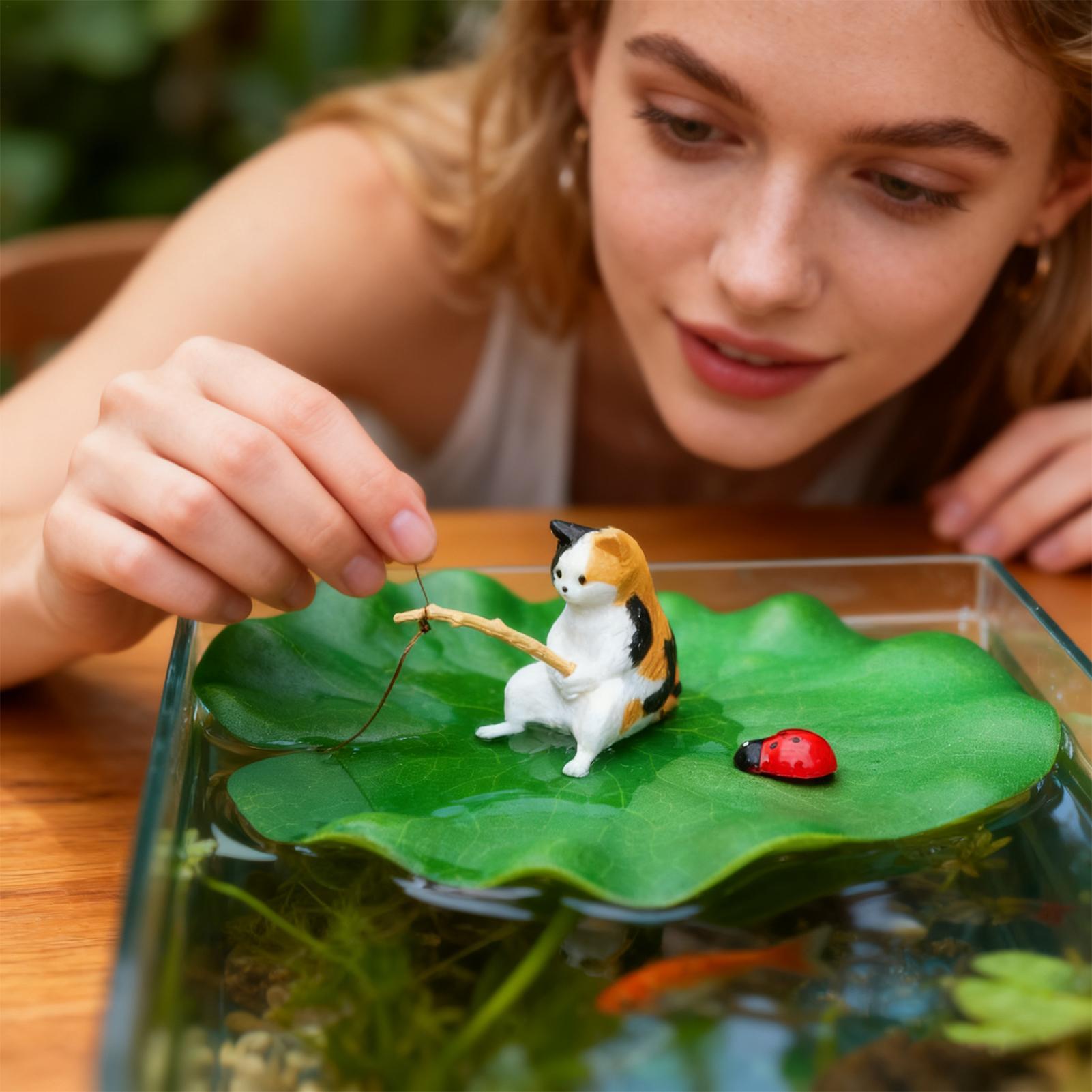 水槽装飾フローティングキャットフィッシング水槽モデル装飾ベタ - Aquarium Plants Live のレビューと価格