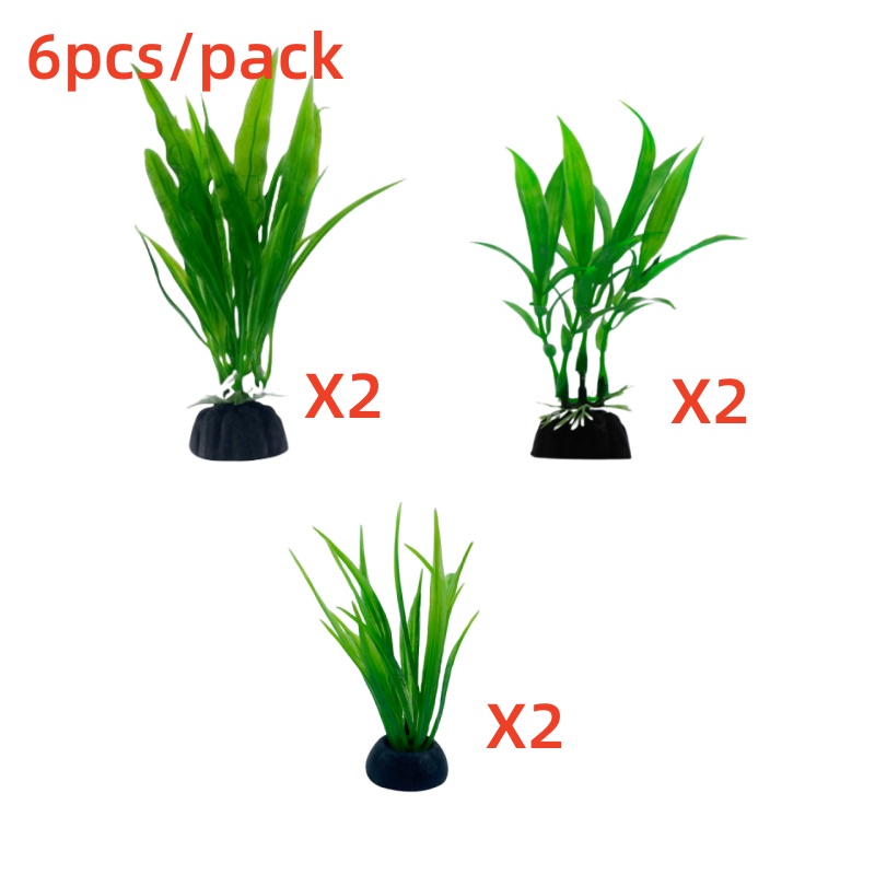 水槽用観葉植物6個入りセット。家庭用およびオフィス用の水槽装 - Aquarium Plants Live のレビューと価格